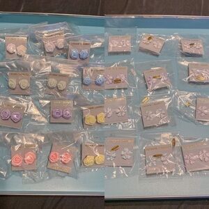 NEW Girls Earrings Pastel Flower Lot of 24 Pairs